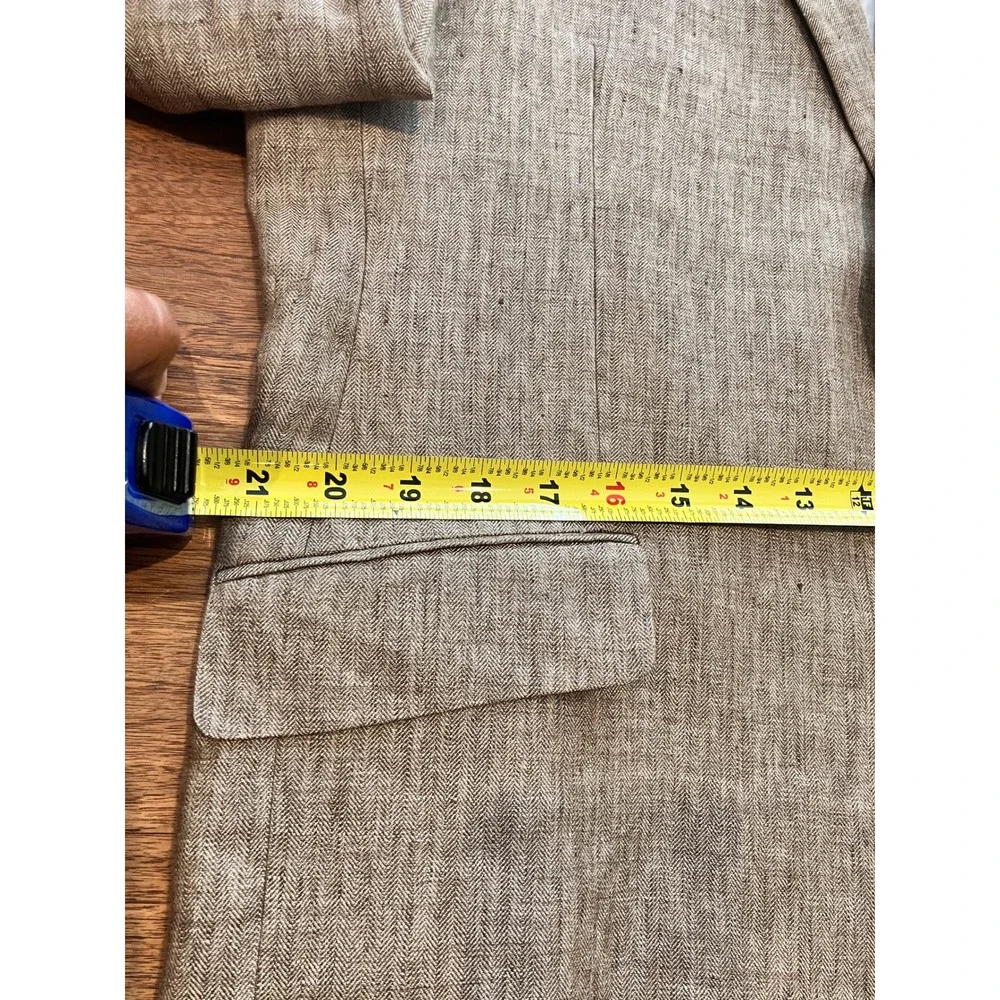 Jos A Bank 1905 Mens 43R Tailored Fit 100% Linen Herringbone Blazer Sport Coat